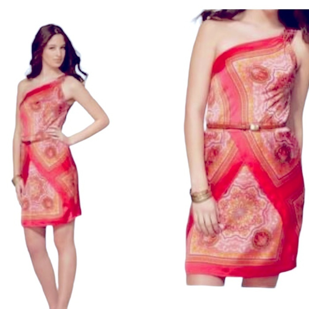 Orsay One-shoulder dress  scarf silk satin pattern lightweight
